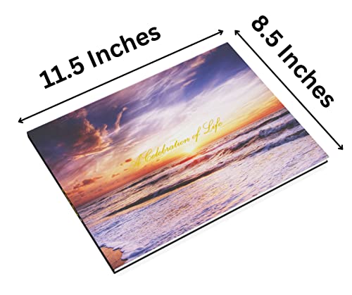 LIFETOO Ocean Funeral Guest Book w/Pen (12" x 8", 400+ Guests), Celebration of Life Guest Books, Memorial Service Guest Book Sign for Funerals | Guest Book for Funeral, Memory Book for Funeral Guest