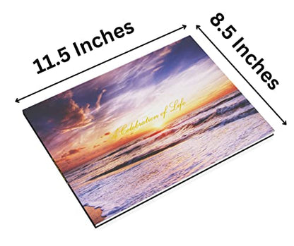 LIFETOO Ocean Funeral Guest Book w/Pen (12" x 8", 400+ Guests), Celebration of Life Guest Books, Memorial Service Guest Book Sign for Funerals | Guest Book for Funeral, Memory Book for Funeral Guest