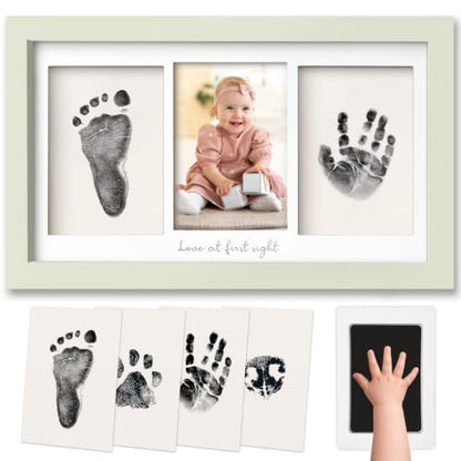 KeaBabies Inkless Hand and Footprint Kit, Boy Girl Newborn Keepsake (Sage) | No Mess Ink Pad for Baby Handprint, Clean Touch Paw Print Kit for Dog Picture Frame, Personalized Baby Christmas Shower Gifts - color: Sage
