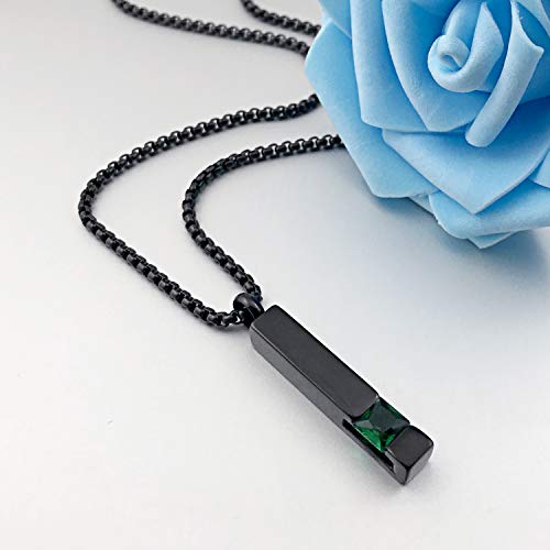 YOUFENG Urn Necklaces for Ashes Birthstone Cube Urns for Human Ashes Memorial Cremation Urn Locket Keepsake Ashes Jewelry - style: May