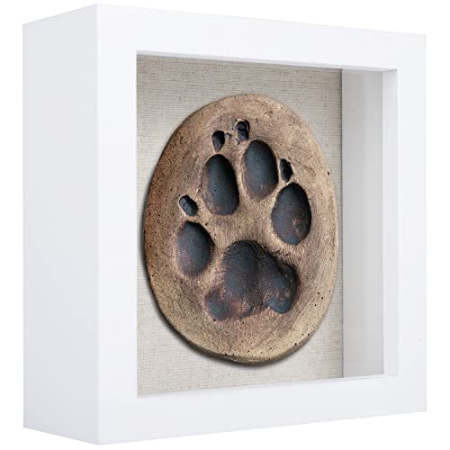 1DOT2 5x5 Small Shadow Box Frame Display Case, White | Grade A Pine Wood, HD Glass Front, Soft Linen Back, 1.2 Inch Depth, MDF Backboard, For Pet Flower Photos, White - color: White, size: 5x5