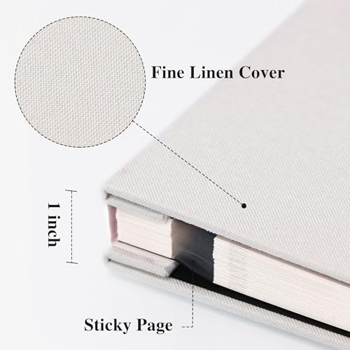 Vienrose Large Photo Album Self Adhesive for 4x6 8x10 Pictures Linen Scrapbook Album DIY 40 Blank Pages with A Metallic Pen | Linen Cover, Scrapbook, Fits 4X6 8X10 Pictures, Metallic Pen Included, Diy - color: White, size: 11"x10.6" 40Pages