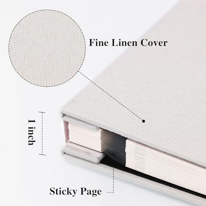 Vienrose Large Photo Album Self Adhesive for 4x6 8x10 Pictures Linen Scrapbook Album DIY 40 Blank Pages with A Metallic Pen | Linen Cover, Scrapbook, Fits 4X6 8X10 Pictures, Metallic Pen Included, Diy - color: White, size: 11"x10.6" 40Pages