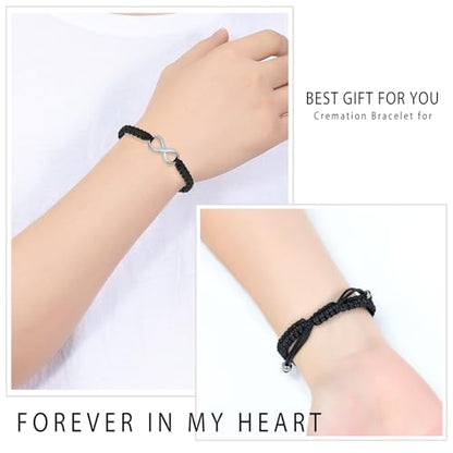 Minicremation Cremation Bracelet for Ashes Infinity Memorial Jewelry Urn Bracelet Braided Rope Adjustable Keepsake Bangle for Women Men - color: Silver