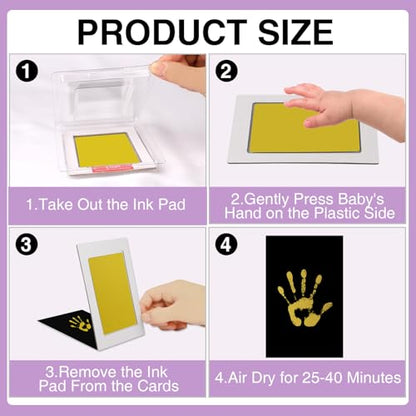 OPASYO 4 Pack Baby Footprint Kit & Dog Paw Print Kit,Inkless Hand and Footprint Kit for Newborns, Pets,Safe Non-Toxic Clean-Touch Ink Pad,12 Keepsake Cards, Washable & Mess-Free (Gold) - color: Gold