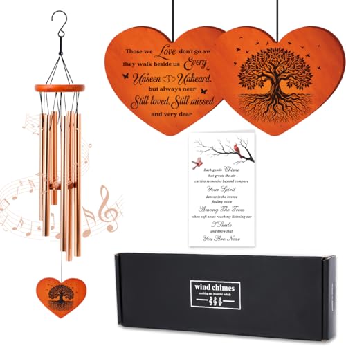 Wind Chimes for Outside, 25" Sympathy Wind Chimes Memorial Wind Chime for Loss of Loved One Mother Father, Bereavement Gift Outdoor Garden Patio Home Decor - color: Relatives/Gold