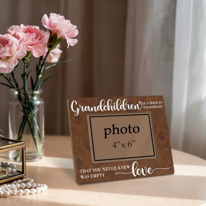 Grandparents Picture Frame, Grandchildren Fill a Space In Your Heart Wooden Tabletop Picture Frames, Grandparents Day Birthday Gifts Wooden Photo Frame Fitting a 4 x 6 Inch Photo - color: Grandchildren Fill a Space In Your Heart