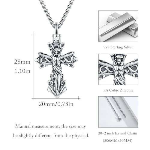 925 Sterling Silver Celtic Cross Urn Necklace for Ashes - color: silver-g