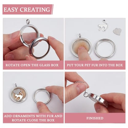 2PCS Pet Ashes Necklace Dog Hair Keepsake Fur Locket Keychain Set Cat Dog Remembrance Jewelry with Paw Heart Wing Pet Memorial Urn Necklace for Cats Dogs Women Men Loss Pet Sympathy Gift - color: Silver Necklace Keychain