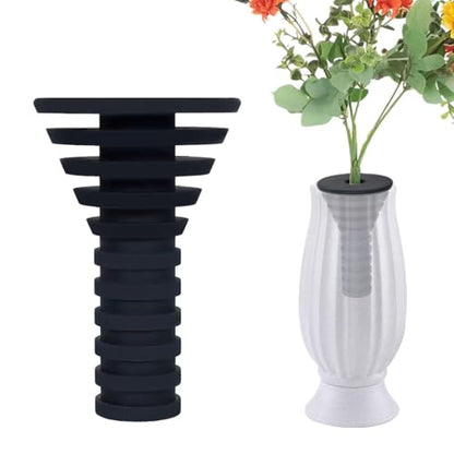 Cemetery Vase Flower Holder Insert, Black Silicone Grave Vase Plug, Windproof Floral Stabilizer, 4.9 x 3.2 x 1.3 Inches, Reusable