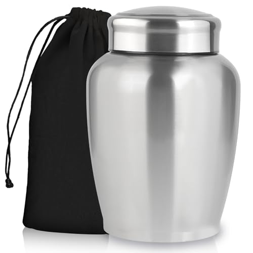Large Stainless Steel Silver Urn for Ashes Up t0 180 lbs Adult Male & Female, Decorative Cremation Urn for Human Ashes