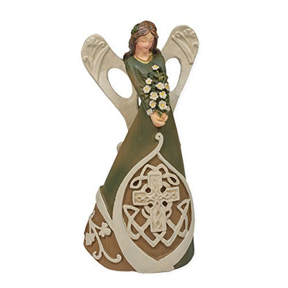 7" Luck of The Irish Woodcut Inspirational Angel Figure with Celtic Cross