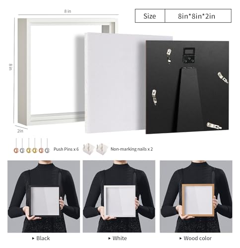 Travel Adventure Archive Shadow Box Frame with Slot, 8x8in White - color: White, size: 8x8in