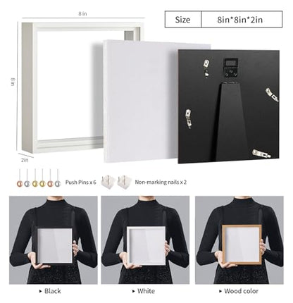 Travel Adventure Archive Shadow Box Frame with Slot, 8x8in White - color: White, size: 8x8in