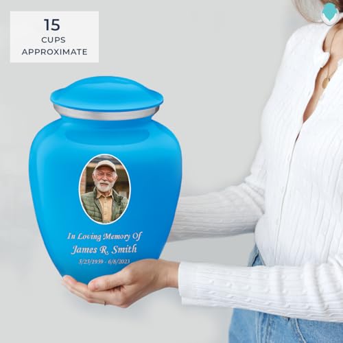 Geturns Embrace Adult Personalized Picture Cremation Urns for Human Ashes I Large Photo Racing Blue Funeral Urn for Men and Women I 200 lbs - color: Racing Blue