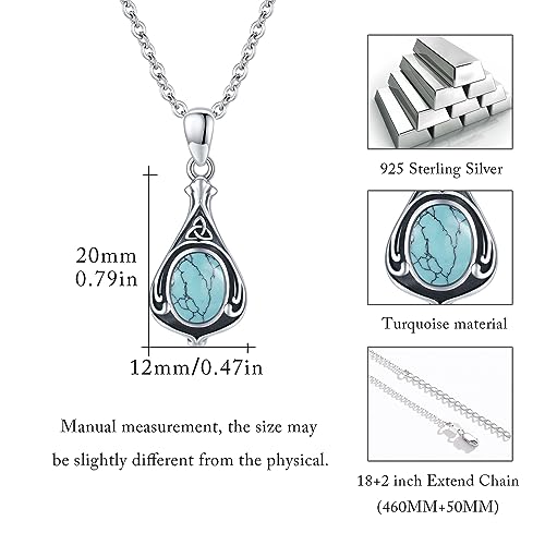 Urn Necklace for Ashes Cremation Jewelry 925 Sterling Silver Ashes Pendant Necklace Memorial Jewelry Gifts for Women Men Girls Boys - style: Celtic-Dec-Turquoise