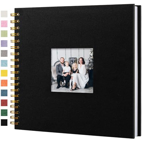10"x10" Scrapbook Photo Album Linen Cover 20 Sheets 40 Pages White Paper - color: Black, size: 10 Inch 40 Pages