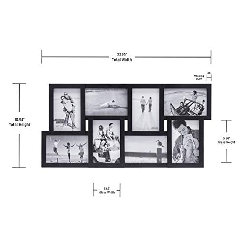 Malden International Designs 8-Opening 4x6 Collage Picture Frame, Black Plastic, Wall Mount - color: Black