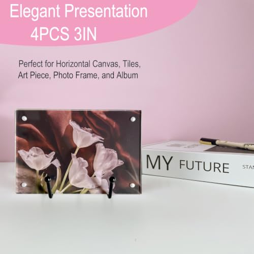 4PCS Iron Plate Stands for Display 3 Inch, Metal Frame Holders for Picture | Solid Black Iron Easel Holder, Perfect for Decorative Plate, Book, Photo Easel - size: 4PCS 3IN