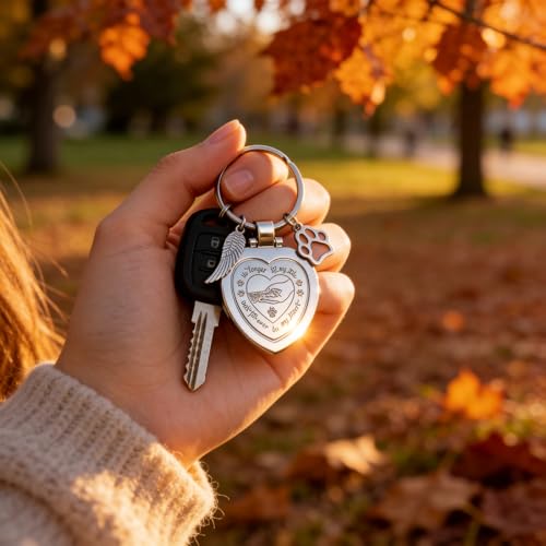Pet Memorial Keychain for Dog or Cat, Magnetic Photo Locket Sympathy | Unique Hand-in-Hand Heart Design with Meaningful Wording,High-Quality Magnetic Cover,Pet Memorial Gift for Loss of Dog or Cat