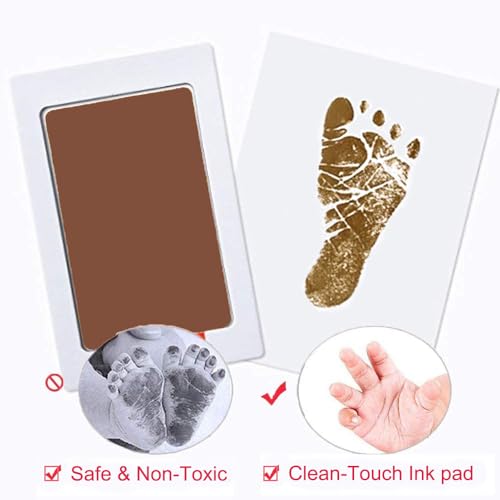 Large Inkless Hand and Footprint Kit, Baby Keepsake, 2-Pack | No-Mess Clean Touch Ink Pad for Baby Handprint & Footprint, Non-Toxic Baby Gift, Pet Paw Print Keepsake Kit（Brown) - color: 2 Pack Brown