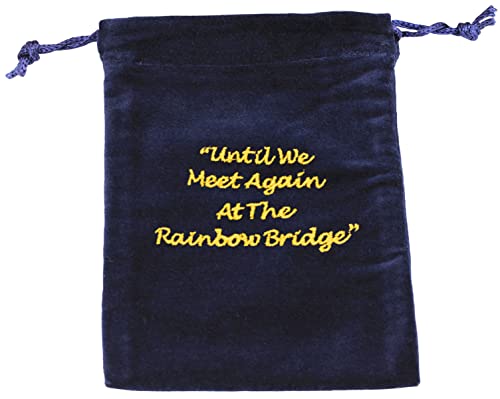 Small Blue Velvet Rainbow Bridge Cremains Bag for Ashes - Small Size 5"L x 7"H - for Holding 20 Cubic Inches of Pet Cremains - Includes Plastic Bag for Ashes - color: Blue, size: Small