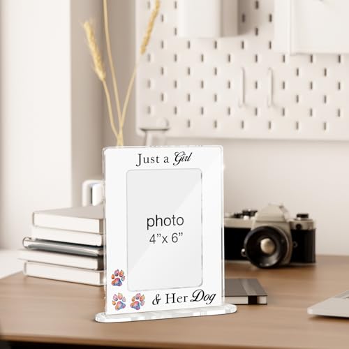 Dog Lovers Gifts for Girls Photo Frame, Just a Girl and Her Dog Acrylic Picture Frames 4 x 6 Inch Photo, Gifts for Dogs Mom Lovers - color: Dog Lovers
