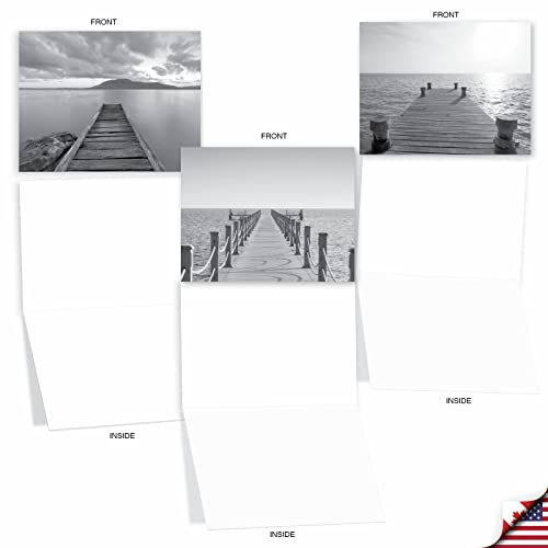 The Best Card Company - 10 Blank Note Cards with Envelopes (4 x 5.12 Inch) - Black & White Photos, Bulk Boxed Set - Slip Notes M6453OCB - style: Slip Notes