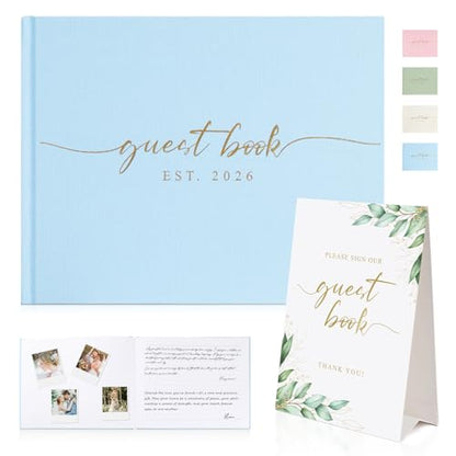 1DOT2 Wedding Guest Book, Personalized 2026 Year, Baby Blue - color: Baby Blue, size: With Year/2026