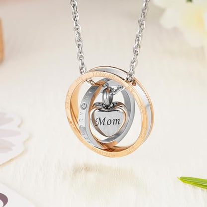 Dletay Urn Necklace for Ashes Stainless Steel Cremation Jewelry Memorial Ash Necklace for Men Women Urn Pendant Ashes Holder - color: Gold-Mom