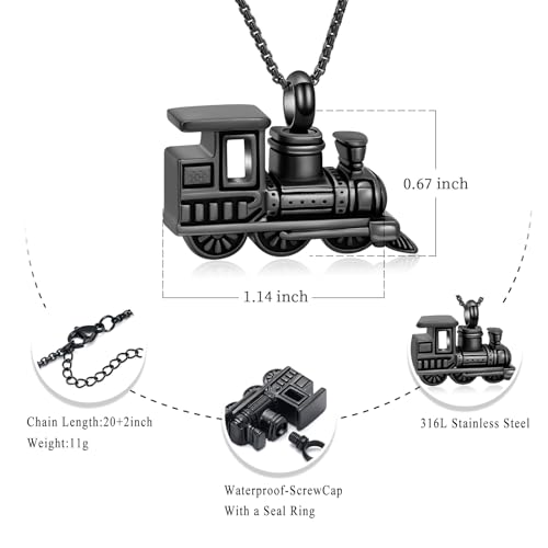 Oinsi Stainless Steel Mini Train Cremation Jewelry For Ashes Memorial Urn Necklace Keepsake Urn Pendant For Loved Ones - color: Customize-Image