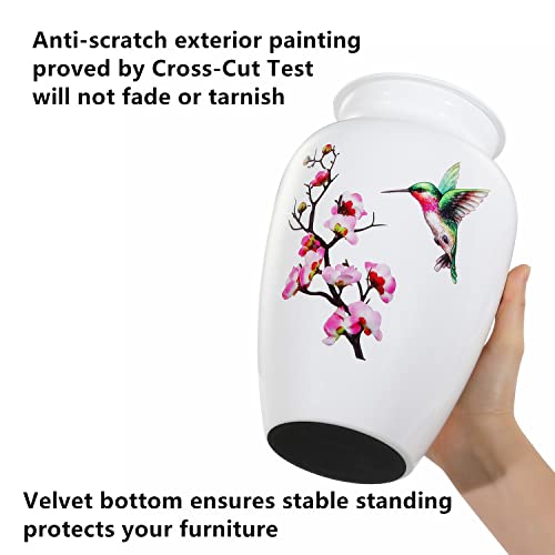 Memorials Urns for Human Ashes Adult Female and Male, Large Hummingbird Urn | White Metal Cremation Urn, Clean Interior, Secure Screw Lid, Engravable Funeral Urns, 220Lbs Capacity, with Velvet Bag - size: 1 Adult Urn
