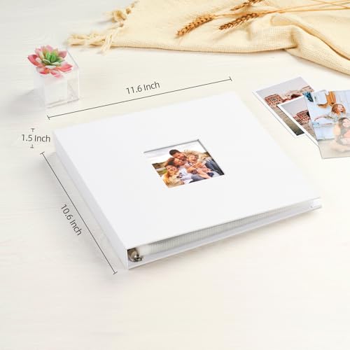 Mublalbum 10x10 Inch 3 Ring DIY Scrapbook Photo Album 80 Pages, White - color: White, size: 10x10 Inch 80 Pages