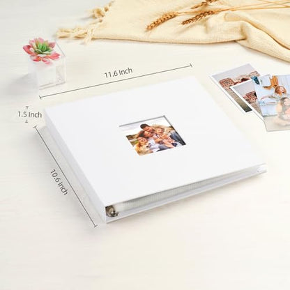 Mublalbum 10x10 Inch 3 Ring DIY Scrapbook Photo Album 80 Pages, White - color: White, size: 10x10 Inch 80 Pages