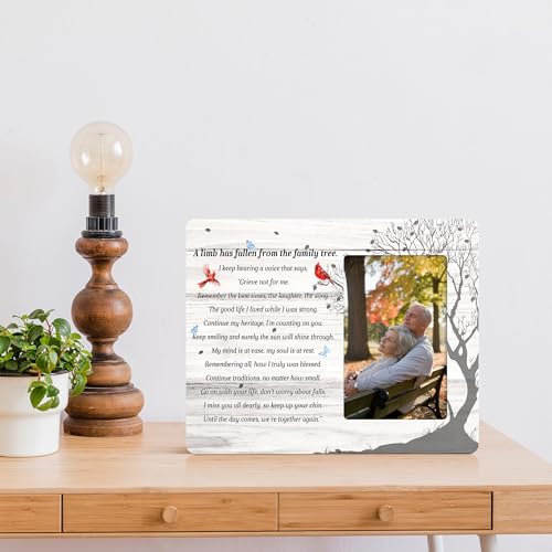 Sympathy Gifts for Loss of loved one, Memorial Picture Frame Gifts, A Limb Has Fallen from the Family Tree Wood Picture Frame, 4x6 Inch Photo