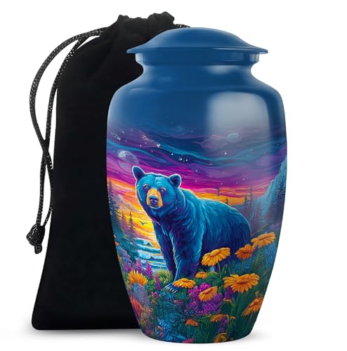 Polar Bear Cremation Urns for Human Ashes, Blue Funeral Urn for Ashes Adult Men and Women, Memorial Gifts for Family, Flowers Urns for Male, Burial Urn for Cremated Remains, 10 Inch Large - color: Small Urn for Ashes for Women, size: 10 INCH