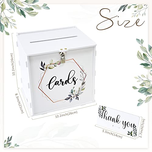 White Wedding Card Box with Lock, PVC Envelope Money Card Box for Wedding - style: White Print