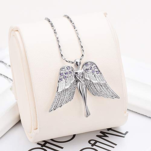 Imrsanl Cremation Jewelry Keepsake Angel Wings Urn Necklace for Ashes - color: Purple