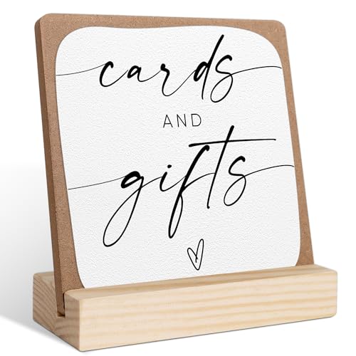 Cards and Gifts Sign, Wedding Signs for Ceremony and Reception, Bridal Shower Centerpieces for Tables, Marriage Reception, Bridal Shower Party Favors, Wedding Sign with Wooden Base - color: cards and gifts