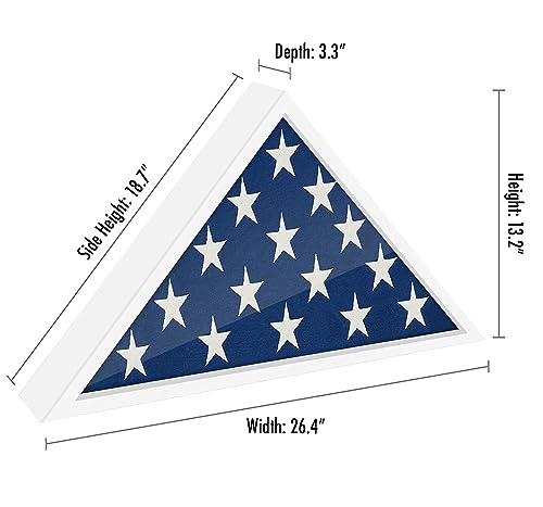 Americanflat Large Flag Display Case for Folded 5x9.5' Burial Flags - Engineered Wood Display Box for Wall or Tabletop - Silhouette Collection - White - color: White, style: 5x9.5 Burial Flag