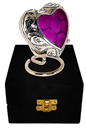 Classic Heart Shape Keepsake Urn for Human Ashes – With box and Stand - Lovely Purple Color 7 cms high