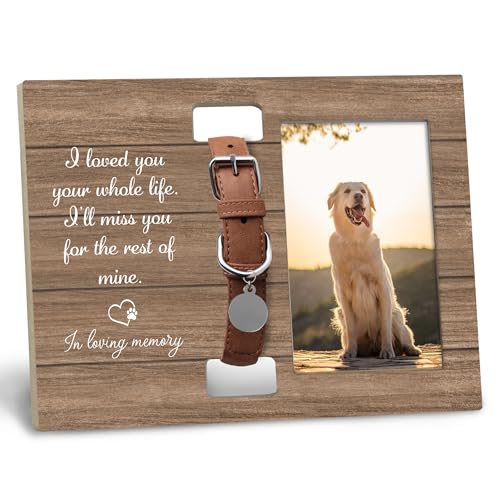 Pet Dog Memorial Loss Sympathy Gifts Gift, Pet Cat Dog Memorial Picture Frame with Collar Holder, I Loved You Your Whole Life I'll Miss You for The Rest of Mine Picture Photo Frames,4x6 Photo - color: brown