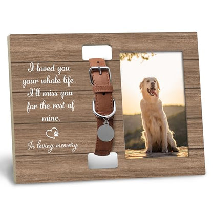 Pet Dog Memorial Loss Sympathy Gifts Gift, Pet Cat Dog Memorial Picture Frame with Collar Holder, I Loved You Your Whole Life I'll Miss You for The Rest of Mine Picture Photo Frames,4x6 Photo - color: brown