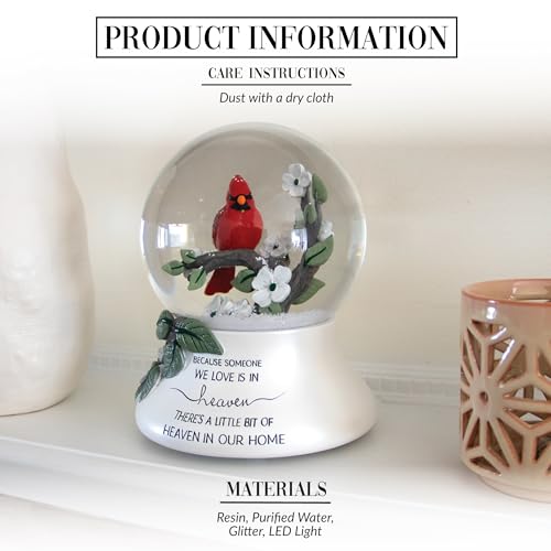 Pavilion Gift Company - Because Someone We Love is in Heaven There's A Little Bit of Heaven in Our Home - Cardinal LED Lit 120mm Musical Water Globe Memorial in Memory Bereavement Loss of Loved One