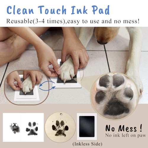 Clay & Ink Paw Print Kit,Make 3 Pawprint Ornaments(2 Clay&1 Ink),Dog Cat Paw/Nose Print Keepsake,Clean Touch Ink Pad & Soft Clay, Inkless Pet Paw Print Impression Kit,Pet Christmas Ornament - size: 2 clay &1 ink pad
