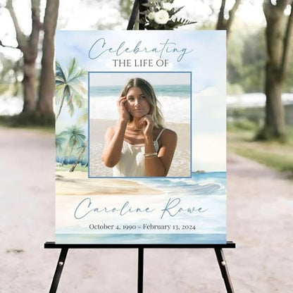 Beach Funeral Welcome Sign, Celebration of Life Welcome Sign, in Loving Memory Sign, Celebration of Life Funeral Sign, Celebration of Life Sign, Memorial Sign with Photo #ghg125 - color: Version #23