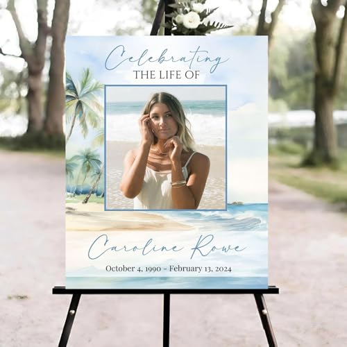 Beach Funeral Welcome Sign, Celebration of Life Welcome Sign, in Loving Memory Sign, Celebration of Life Funeral Sign, Celebration of Life Sign, Memorial Sign with Photo #ghg125 - color: Version #23