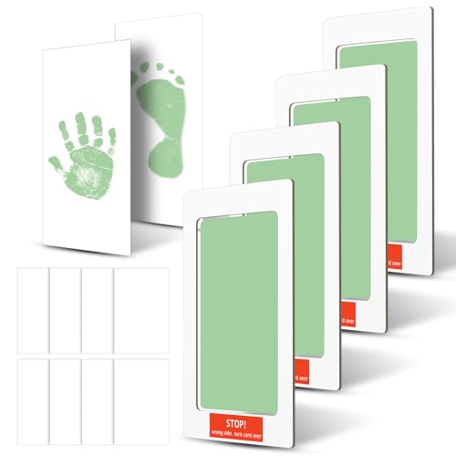 Outus 14 Pcs Paw Print Kit for Dogs No Mess Ink Pad Pet Memorial Newborn Footprint Impression Kit for Pets 4 Inkless Pads with 10 Blank Cards(3 x 5 Inch,Green) - color: Green, size: 3 × 5 Inch