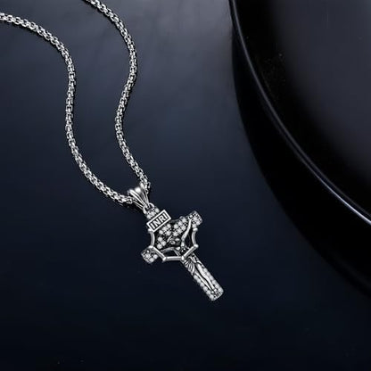 925 Sterling Silver Patron Saint Necklace Amulet Miraculous Medal Pendant Jewelry for Men Women with Friendship Talisman Travel Inspirational Gifts - color: black-F