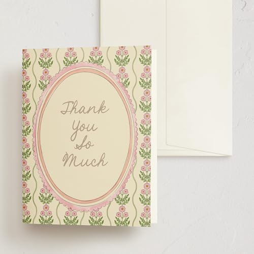 Minted Thank You Cards 10 Pack Botanical Maximalism Design Folded 4.25 x 5.5 Inch Blank Greeting Cards with Envelopes for Wedding Bridal Shower Floral Appreciation Notes and Events - color: Botanical maximalism